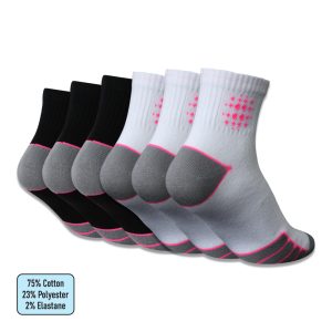 Women’s Cotton Blend Crew Socks (6 Pairs) – Soft andBreathable, Two Colors, Size 8-12